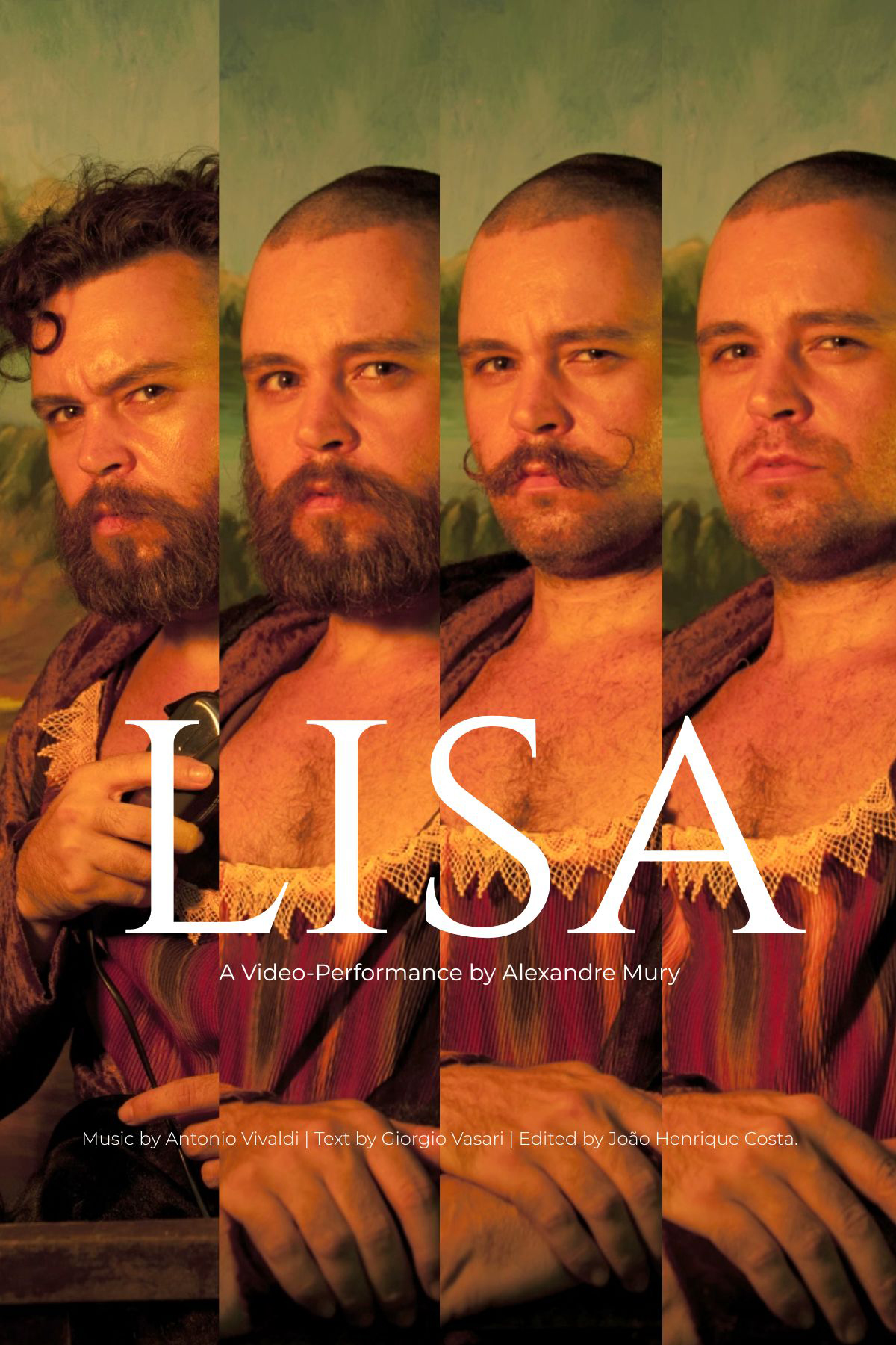 Imagem de referência de Lisa, descrito nos dados abertos como videoperformance de 2013 do artista brasileiro Alexandre Mury, autorretrato performático que recria e subverte a iconografia da Mona Lisa através de ações corporais e hibridismo de linguagens