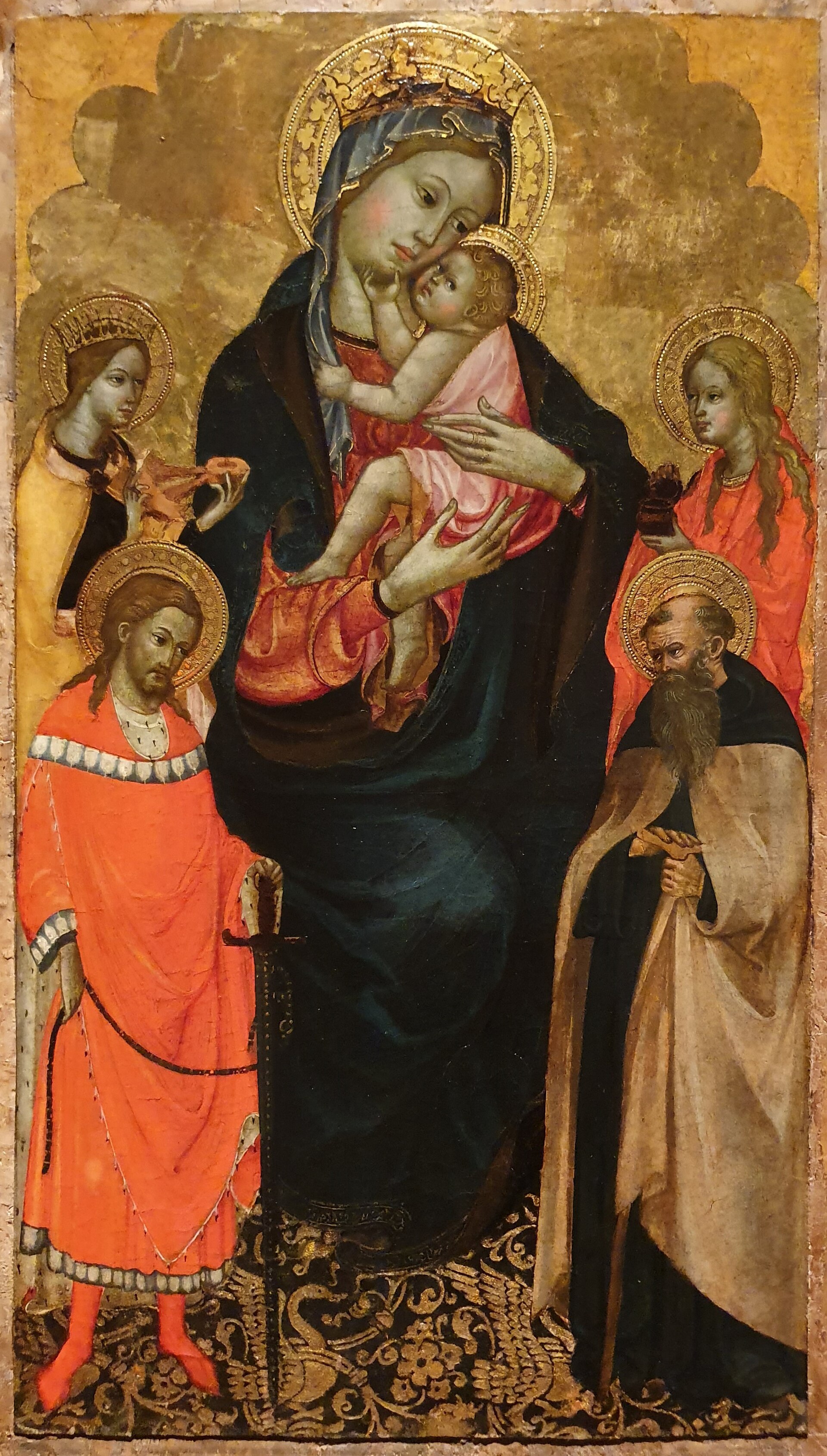 Imagem de referência de A Virgem com o Menino e Santa Catarina de Alexandria, São Juliano, Santa Maria Madalena e Santo Antão, descrito nos dados abertos como pintura de Scolaio di Giovanni