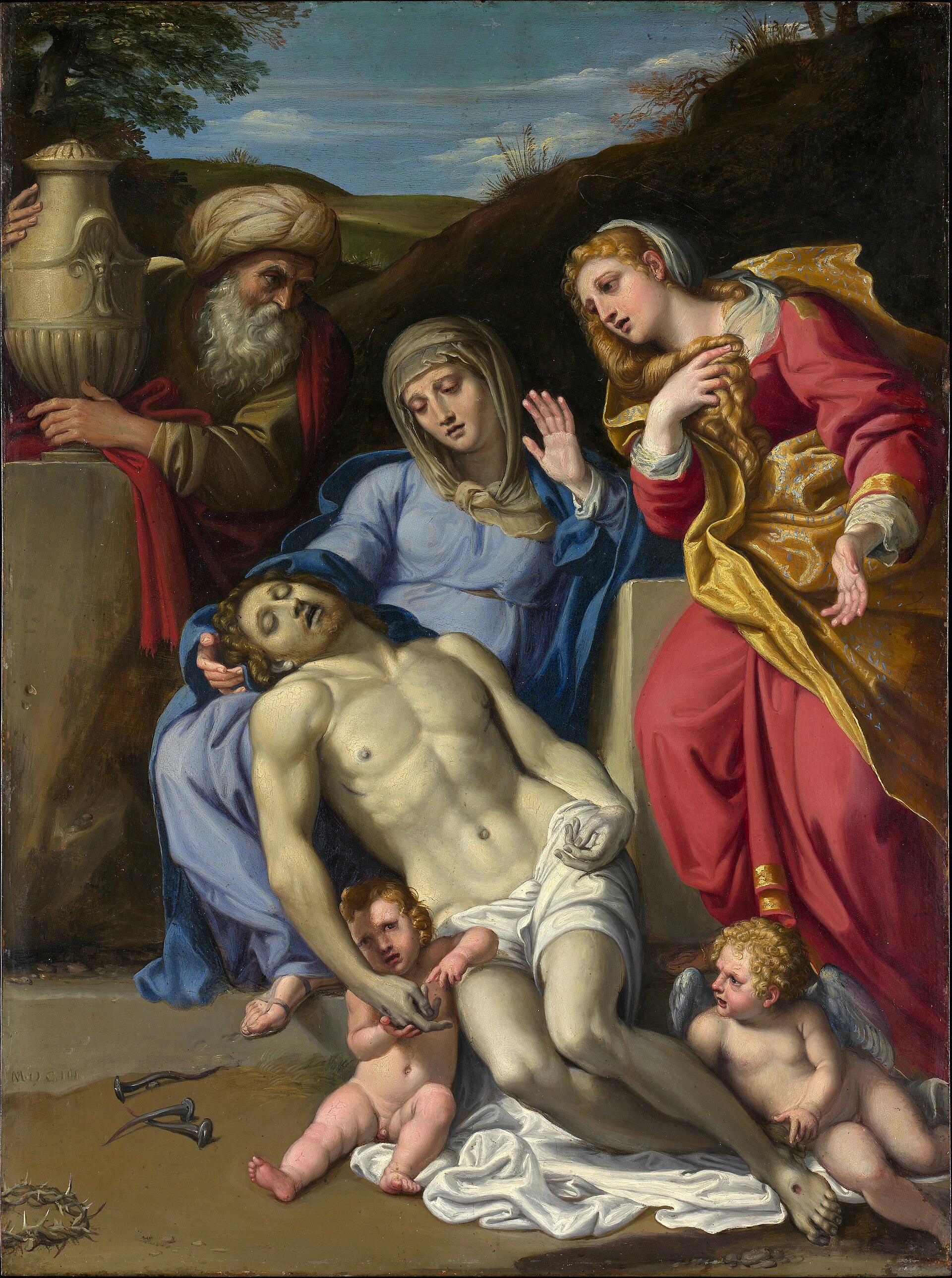 Imagem de referência de A lamentação sobre o Cristo morto, descrito nos dados abertos como pintura de Domenico Zampieri