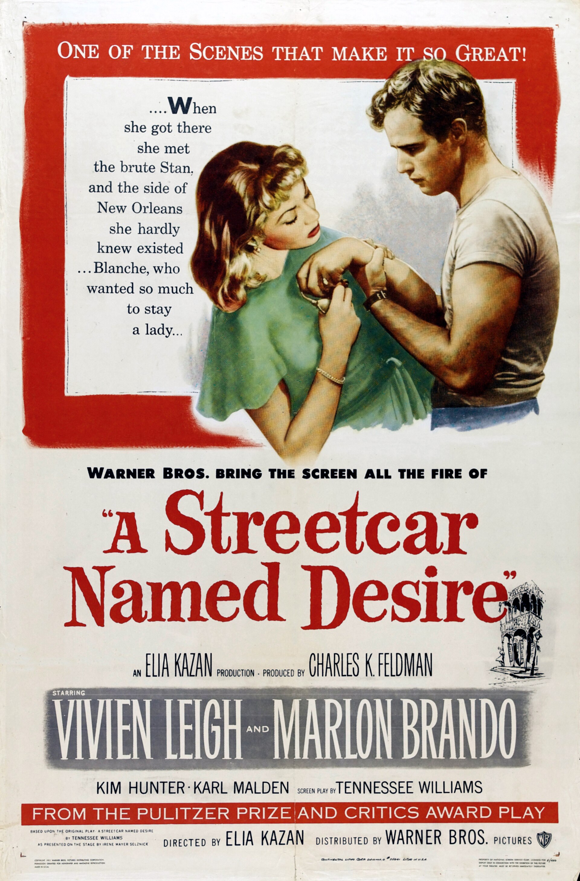 Imagem de referência relacionada a A Streetcar Named Desire, item descrito como filme de 1951 dirigido por Elia Kazan