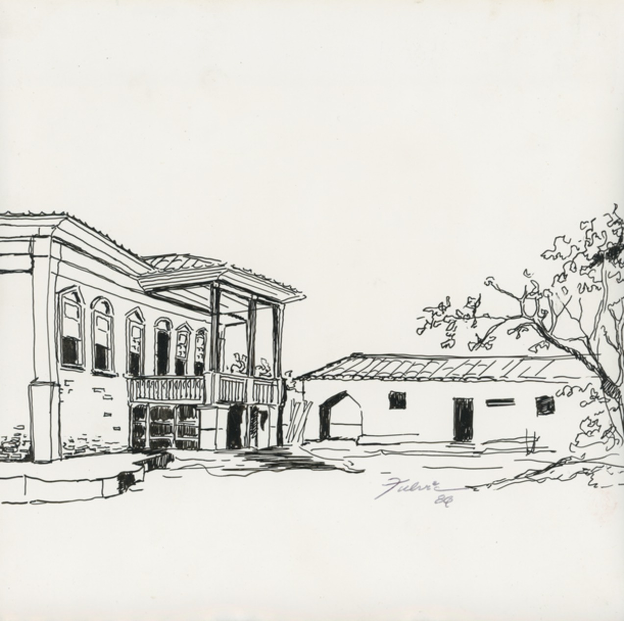 Imagem de referência de Sede e senzala da Fazenda Bocaina, descrito nos dados abertos como desenho de Fúlvia Gonçalves (FG 167)