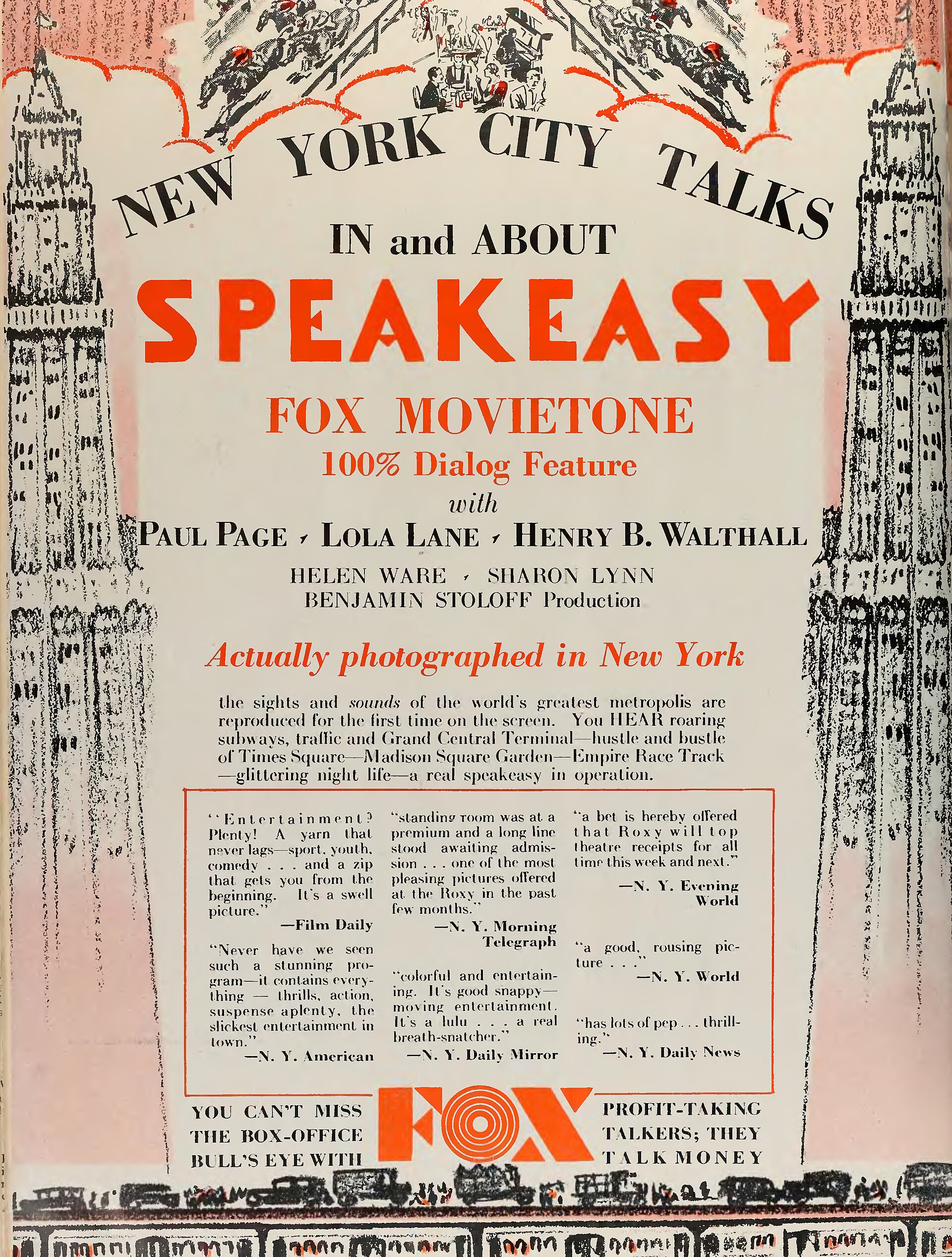 Imagem de referência relacionada a Speakeasy, item descrito como filme de 1929 dirigido por Benjamin Stoloff