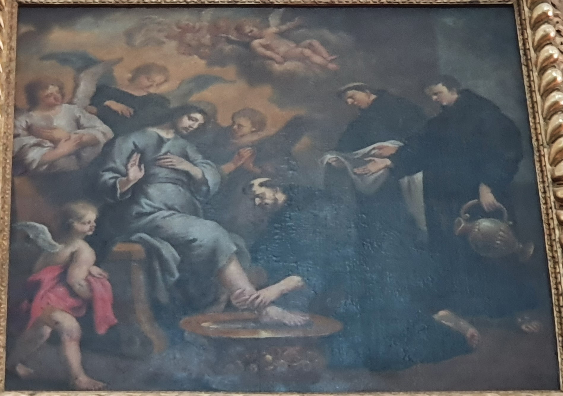Imagem de referência de Santo Agostinho lava os pés de Cristo peregrino, descrito nos dados abertos como pintura de Bento Coelho da Silveira