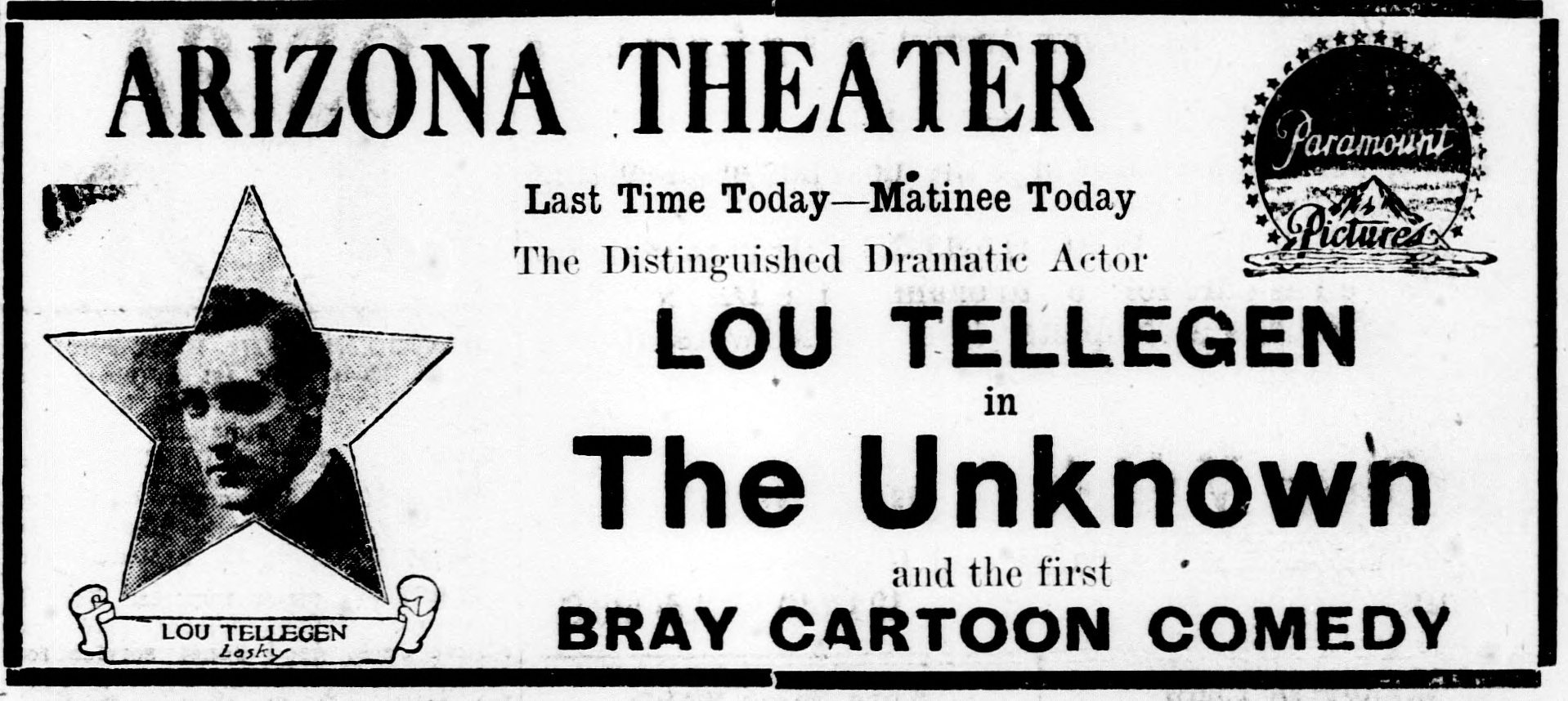 Imagem de referência de The Unknown, descrito nos dados abertos como filme de 1915 dirigido por George Melford