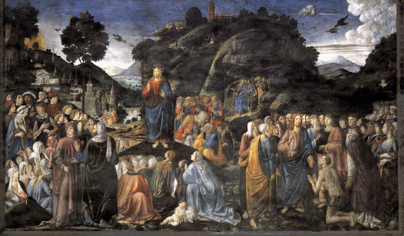 Imagem de referência de O Sermão da Montanha, descrito nos dados abertos como pintura de Cosimo Rosselli