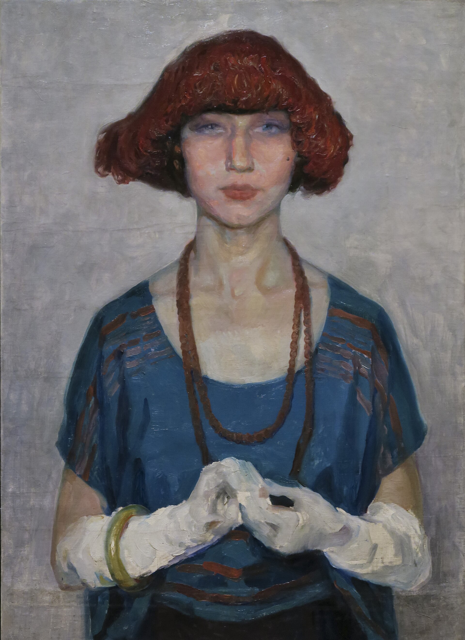 Imagem de referência de A blusa azul, descrito nos dados abertos como pintura de Adriano de Sousa Lopes