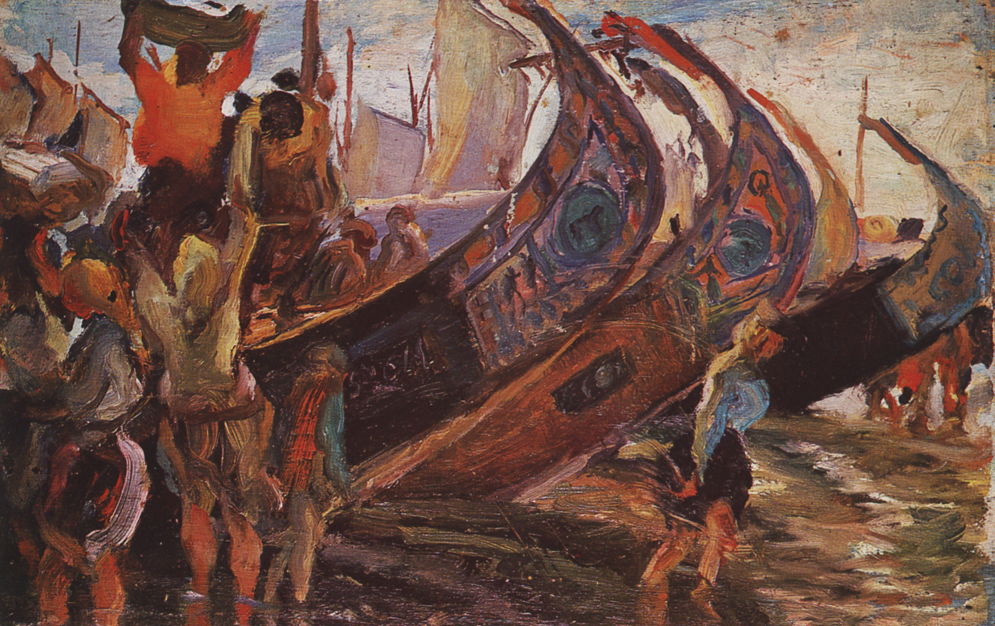 Imagem de referência de Descarga do barco, descrito nos dados abertos como pintura de Adriano de Sousa Lopes