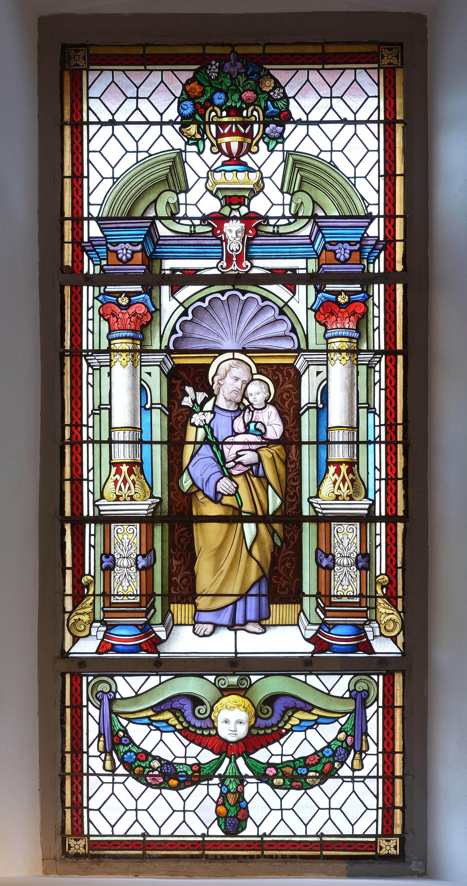 Imagem de referência de Santo António e o Menino Jesus, descrito nos dados abertos como pintura de Joaquim Manuel da Rocha