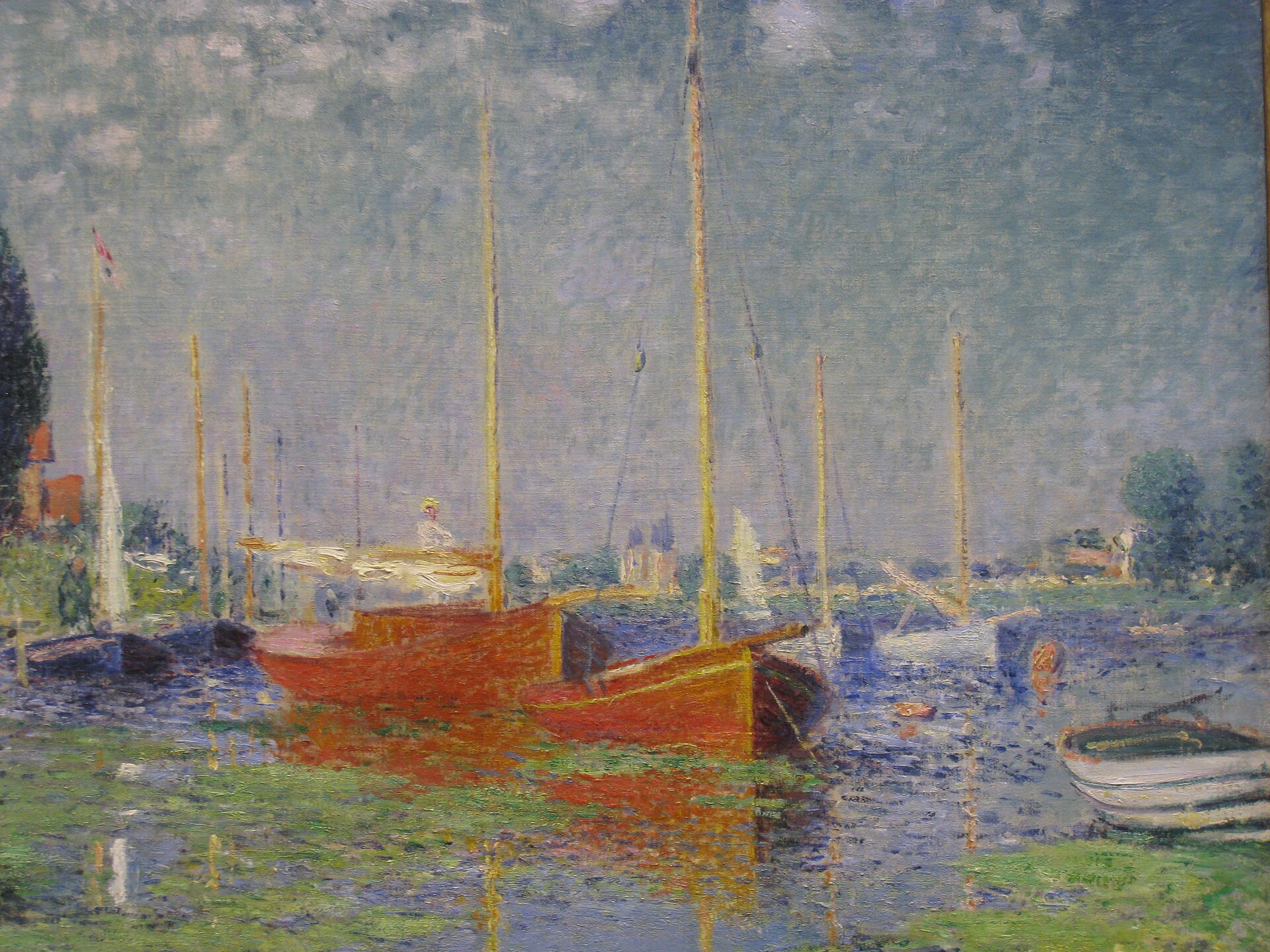 Imagem de referência de Les bateaux rouges, descrito nos dados abertos como pintura de Claude Monet