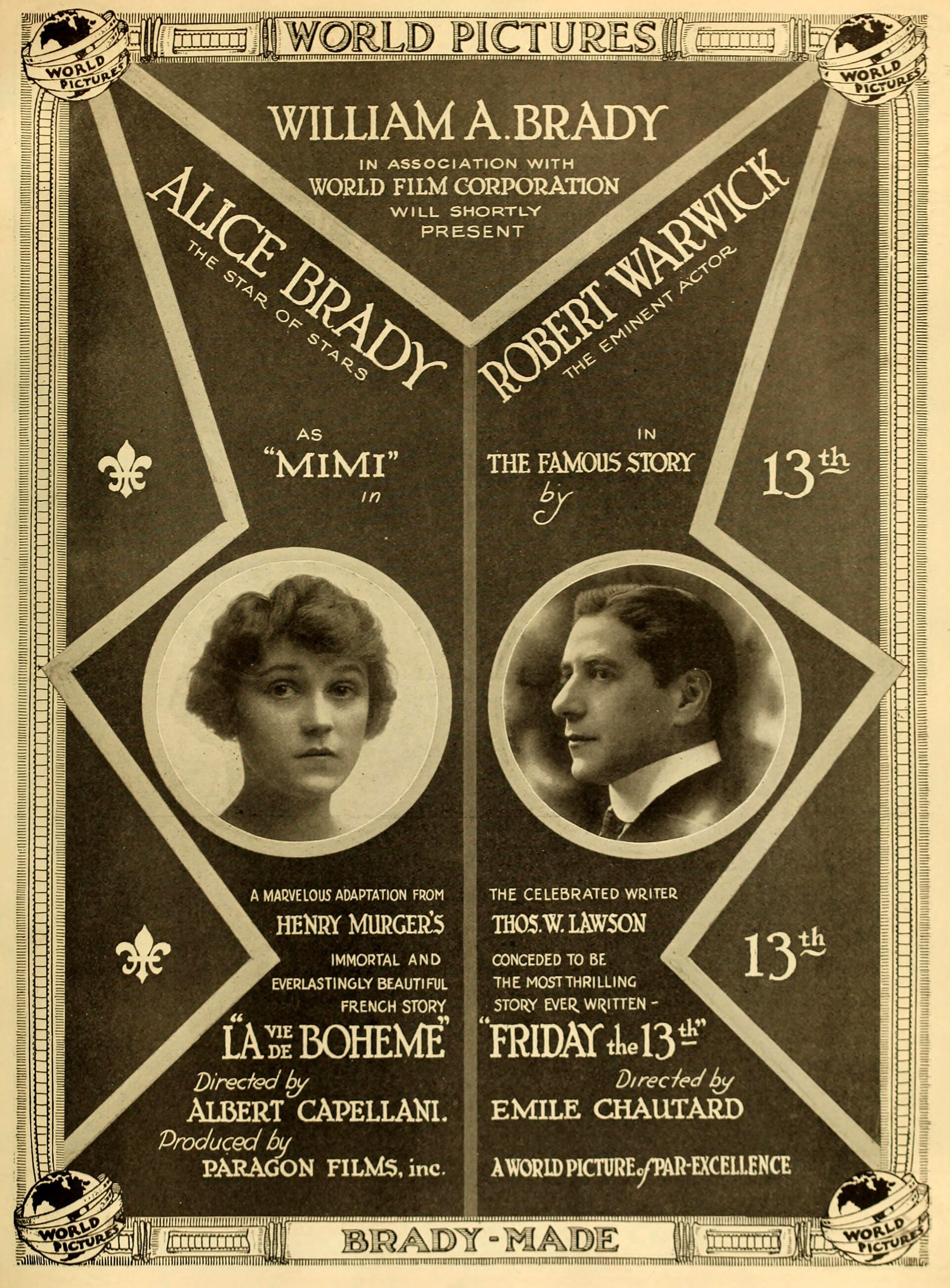 Imagem de referência de La Bohème, descrito nos dados abertos como filme de 1916 dirigido por Albert Capellani