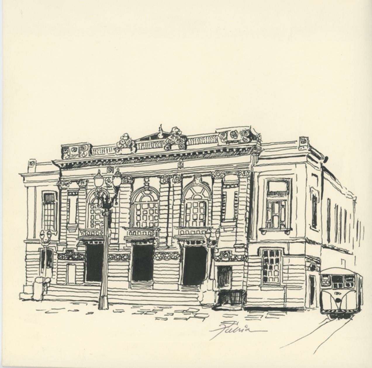 Imagem de referência de Teatro Municipal, descrito nos dados abertos como desenho de Fúlvia Gonçalves (FG 126)