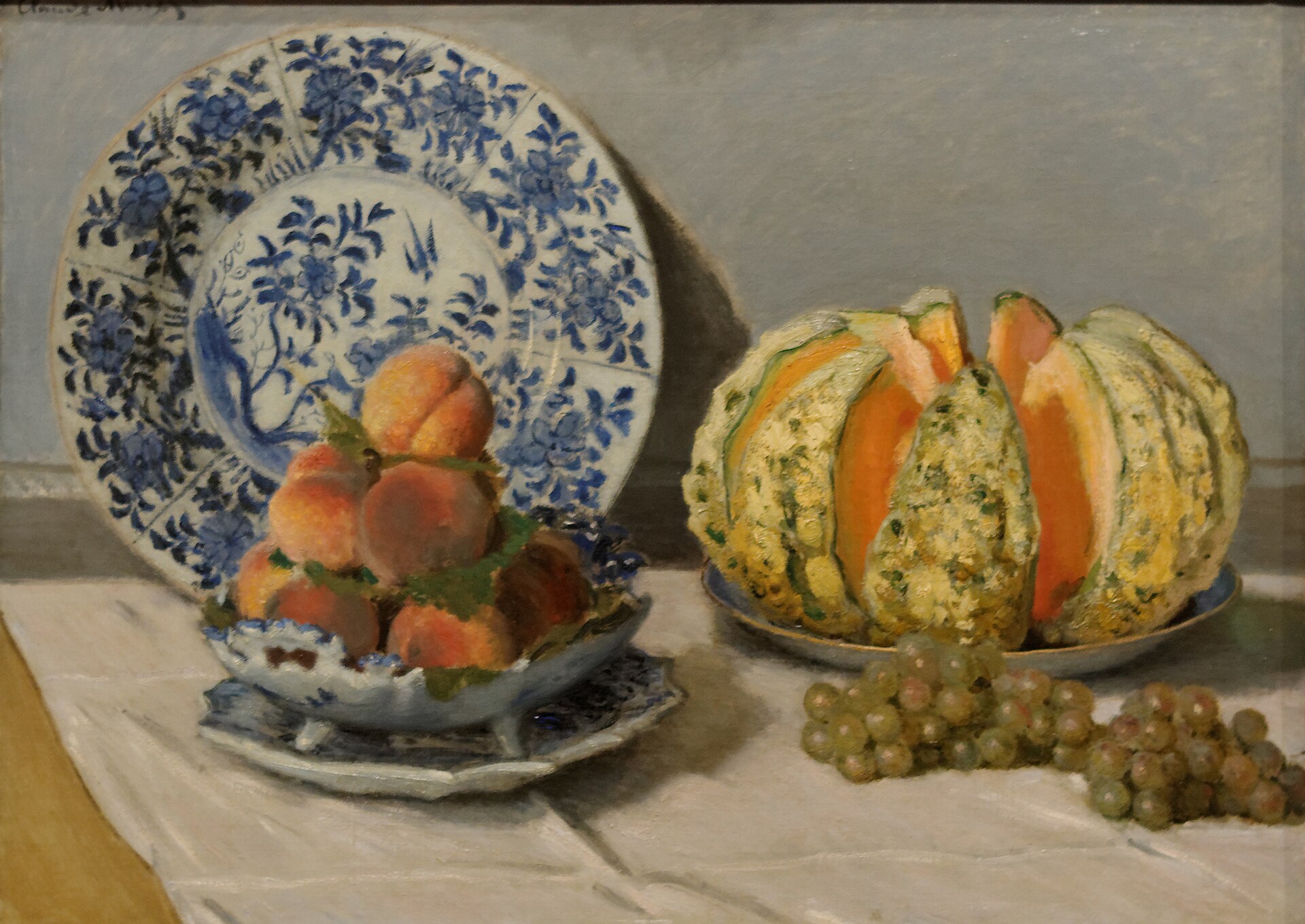 Imagem de referência de Natureza-morta com melão, descrito nos dados abertos como pintura de Claude Monet