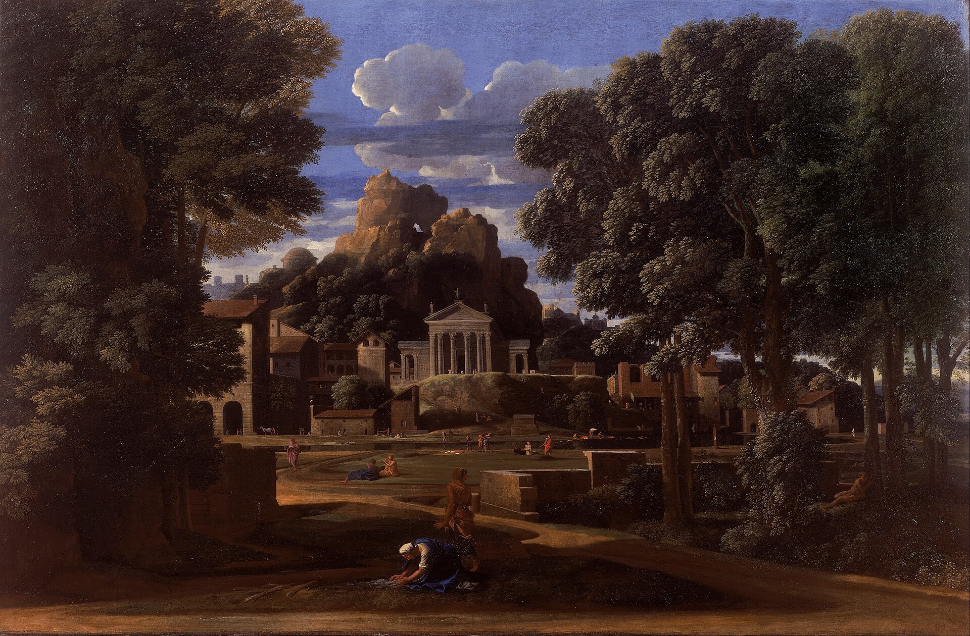 Imagem de referência de Paisagem com as cinzas de Phocion, descrito nos dados abertos como pintura de Nicolas Poussin