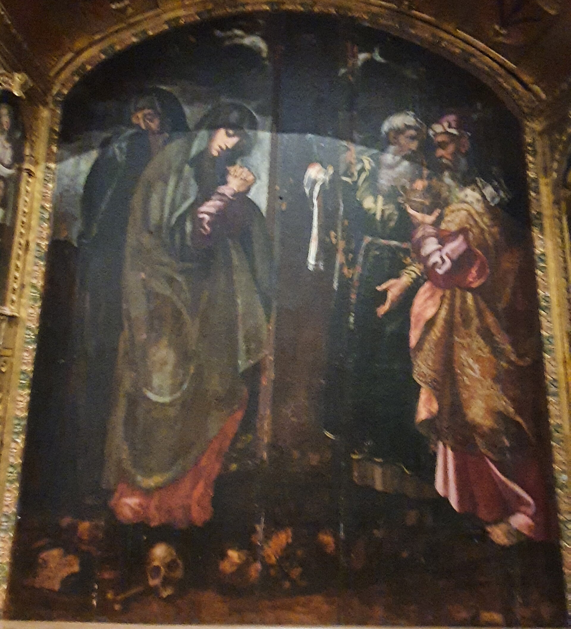 Imagem de referência de Descida da Cruz, descrito nos dados abertos como pintura do século XVII de autor desconhecido, colocada em oratório actualmente no Coro Alto do Convento de Jesus, em Setúbal