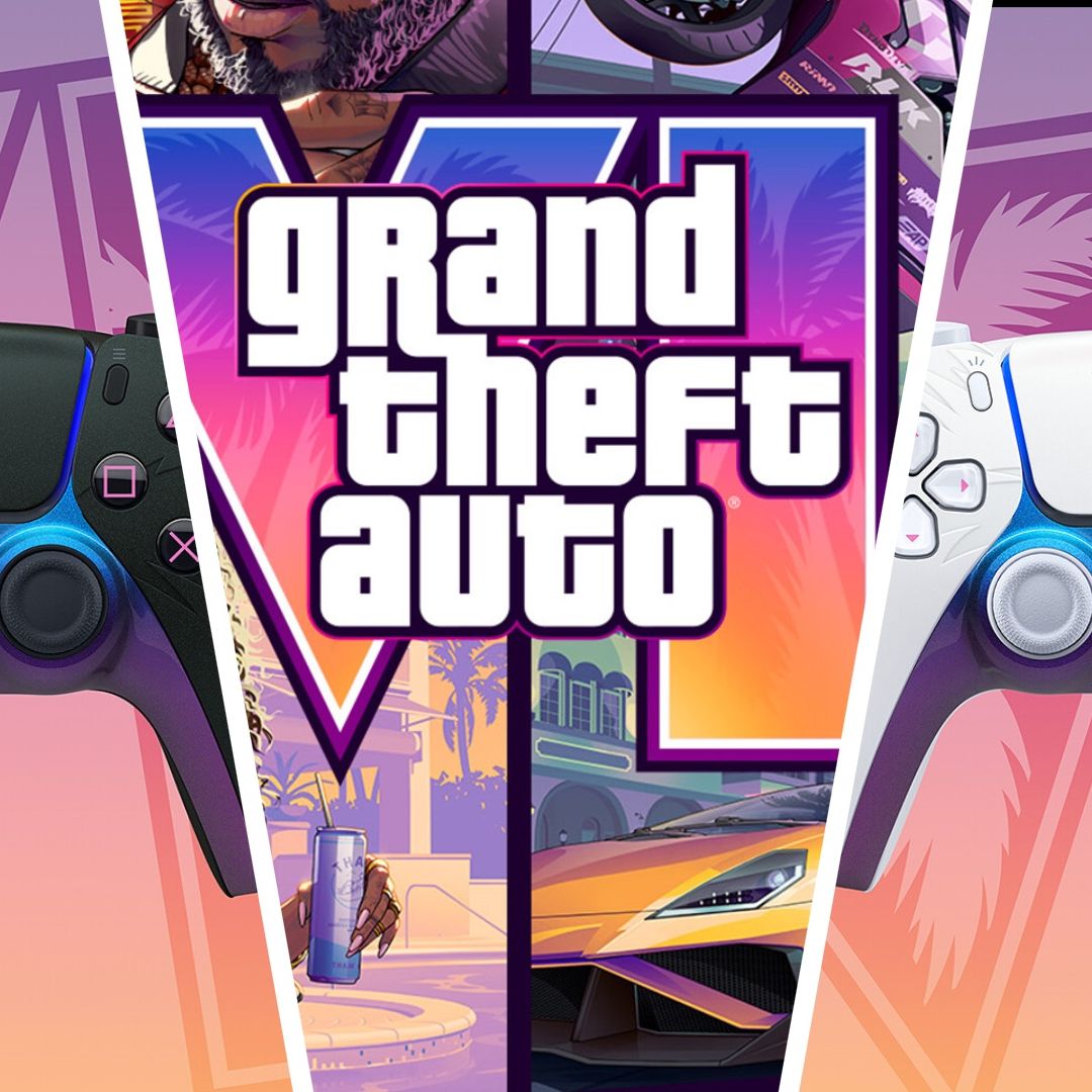 Custom three-way artwork showing the GTA 6 PS5 controllers and the GTA 6 logo