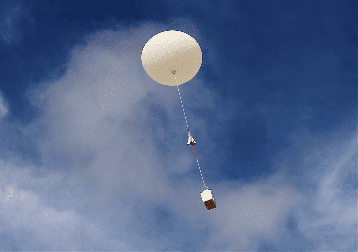 Balão atmosférico lançado na Bahia para a estratosfera da Terra em 2021. Crédito: Mistérios do Espaço/Projeto NAOS