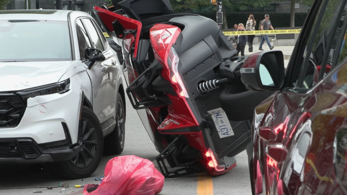 Polaris Slingshot passenger in critical condition after collision near Canada Place