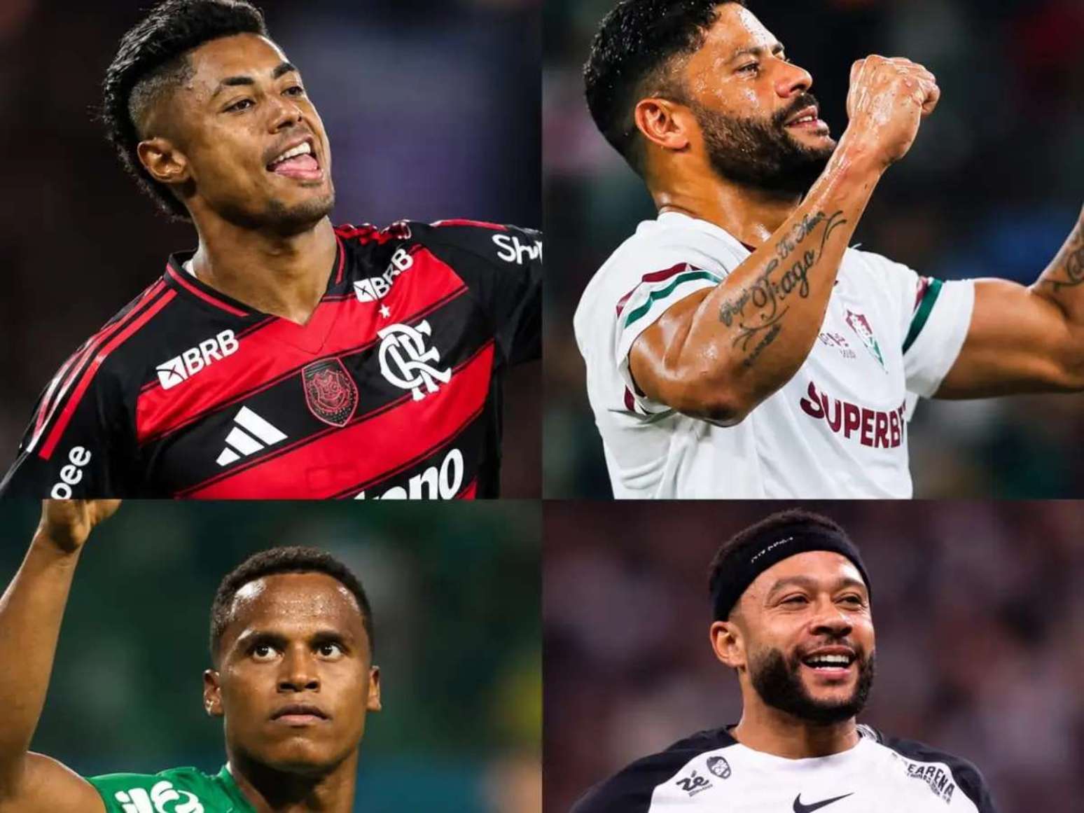 Foto: Gilvan de Souza / Flamengo | Lucas Mer&ccedil;on / Fluminense | Cesar Greco / Palmeiras | Rodrigo Coca / Corinthians