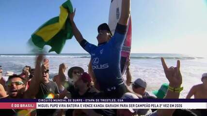 "Papai tá chegando com o troféu", confira a comemoração de Miguel Pupo em Trestles