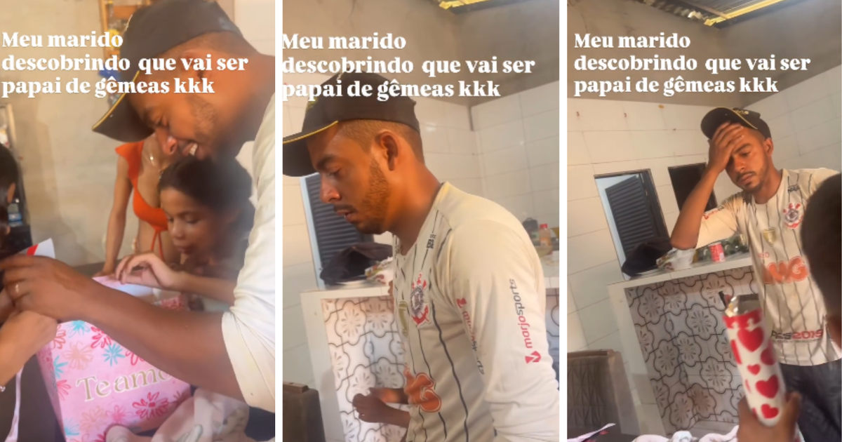 ‘É mesmo?’: reação de homem ao descobrir que vai ser pai de gêmeas viraliza; assista