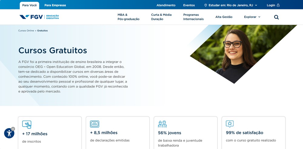 FGV oferece cursos online gratuitos em diversas áreas — Foto: Reprodução/Caroline Silvestre