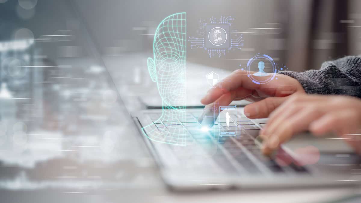 Conceito de tecnologia moderna da internet: gerador de fake news baseado em deep learning e deepfake.
