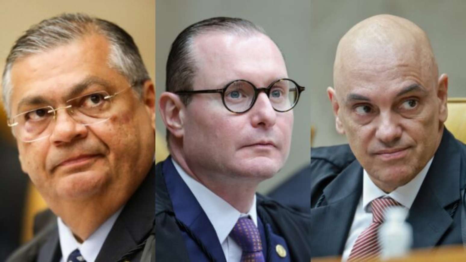 Ministros do STF Fl&aacute;vio Dino, Cristiano Zanin e Alexandre de Moraes.