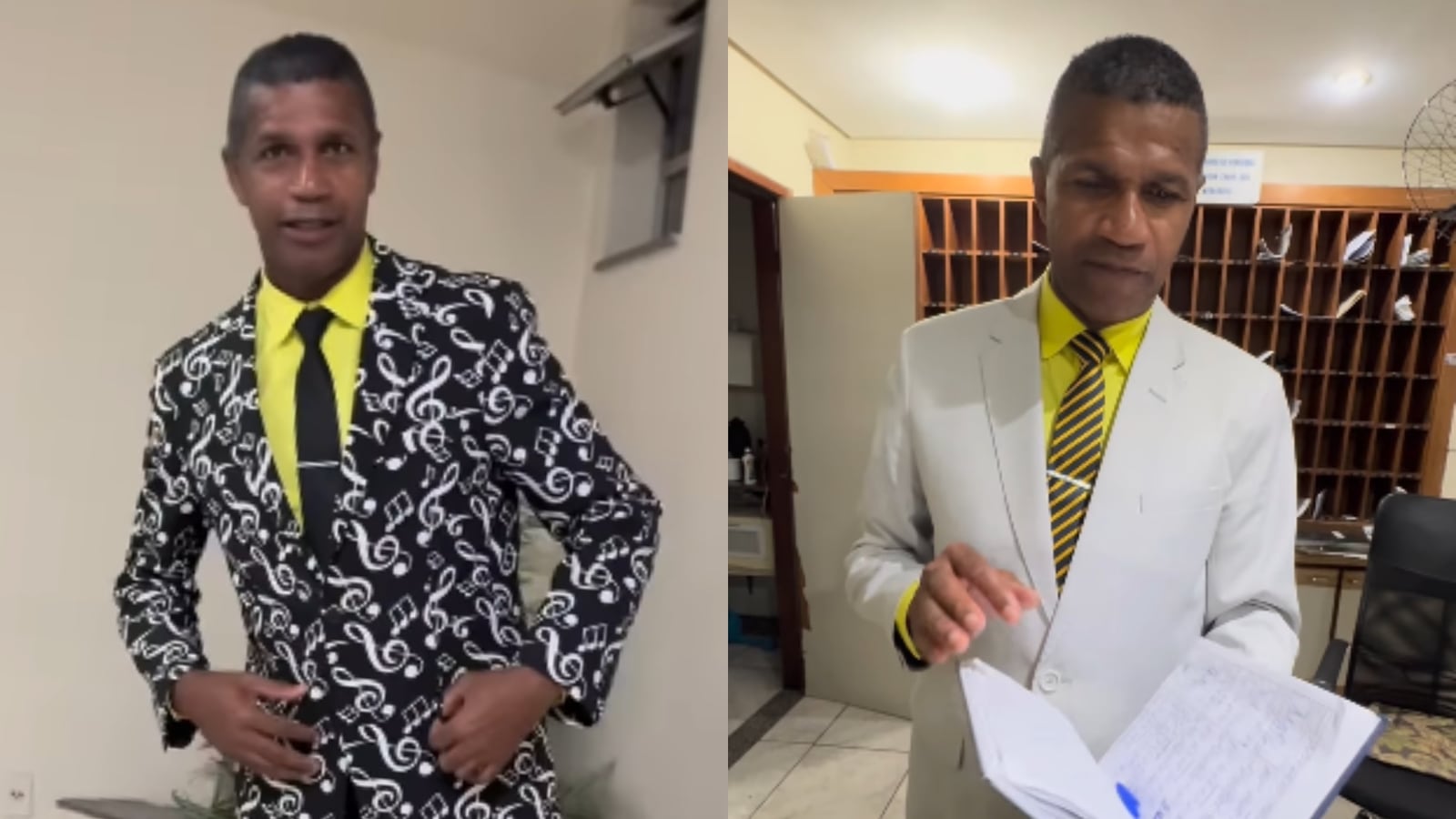 Toninho usa aquele tipo de peça que ficaria brega em qualquer pessoa, menos nele Montagem - Reprodução/Instagram/@nick_senatore