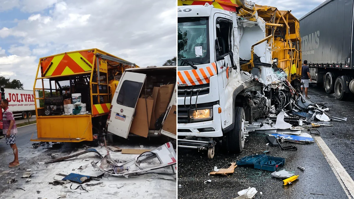 Motorista de ônibus morre em batida com van e caminhão na BR-381