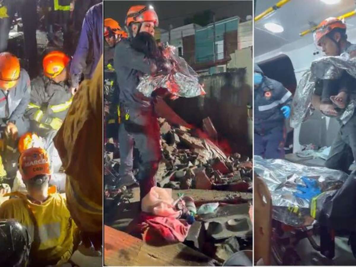 Vídeo mostra momento do resgate de criança após desabamento de prédio em SP