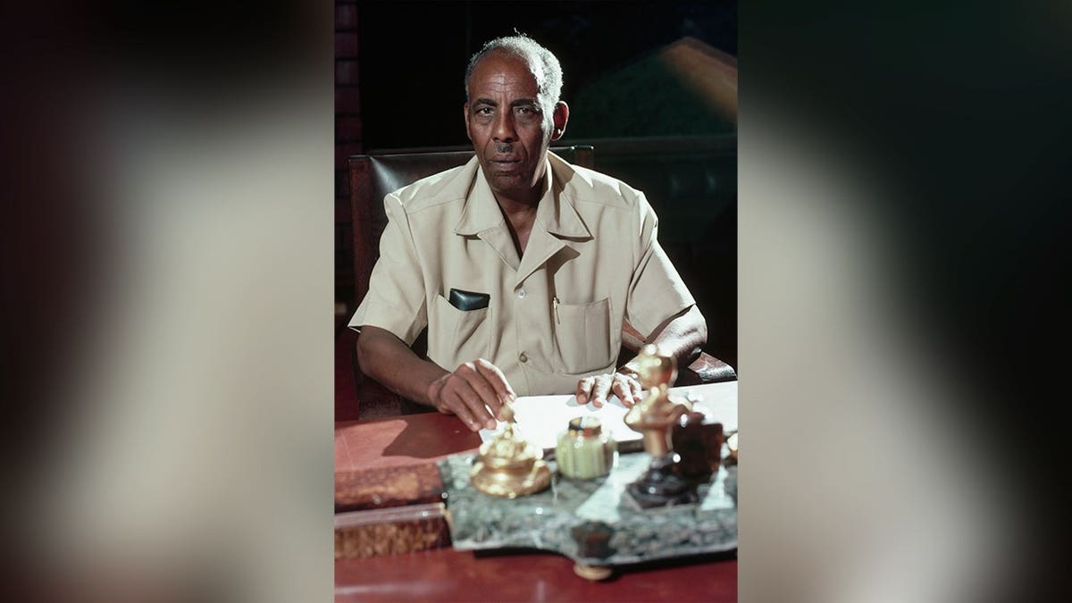 President Mohammad Siad Barre in a portrait photograph.