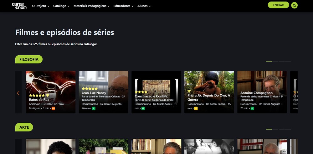 Curta! Enem disponibiliza filmes e séries para apoiar os estudos — Foto: Reprodução/Caroline Silvestre