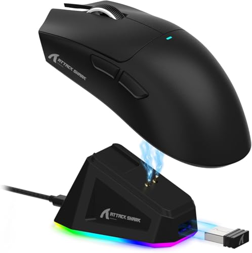 Mouse Gamer Attack Shark X11 Sem Fio Tri-Mode com Base RGB