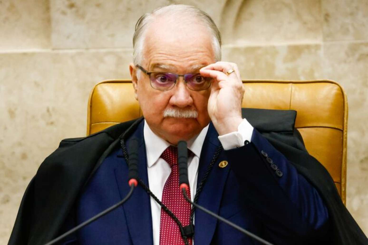 O presidente do STF, ministro Edson Fachin, no plen&aacute;rio da Corte.