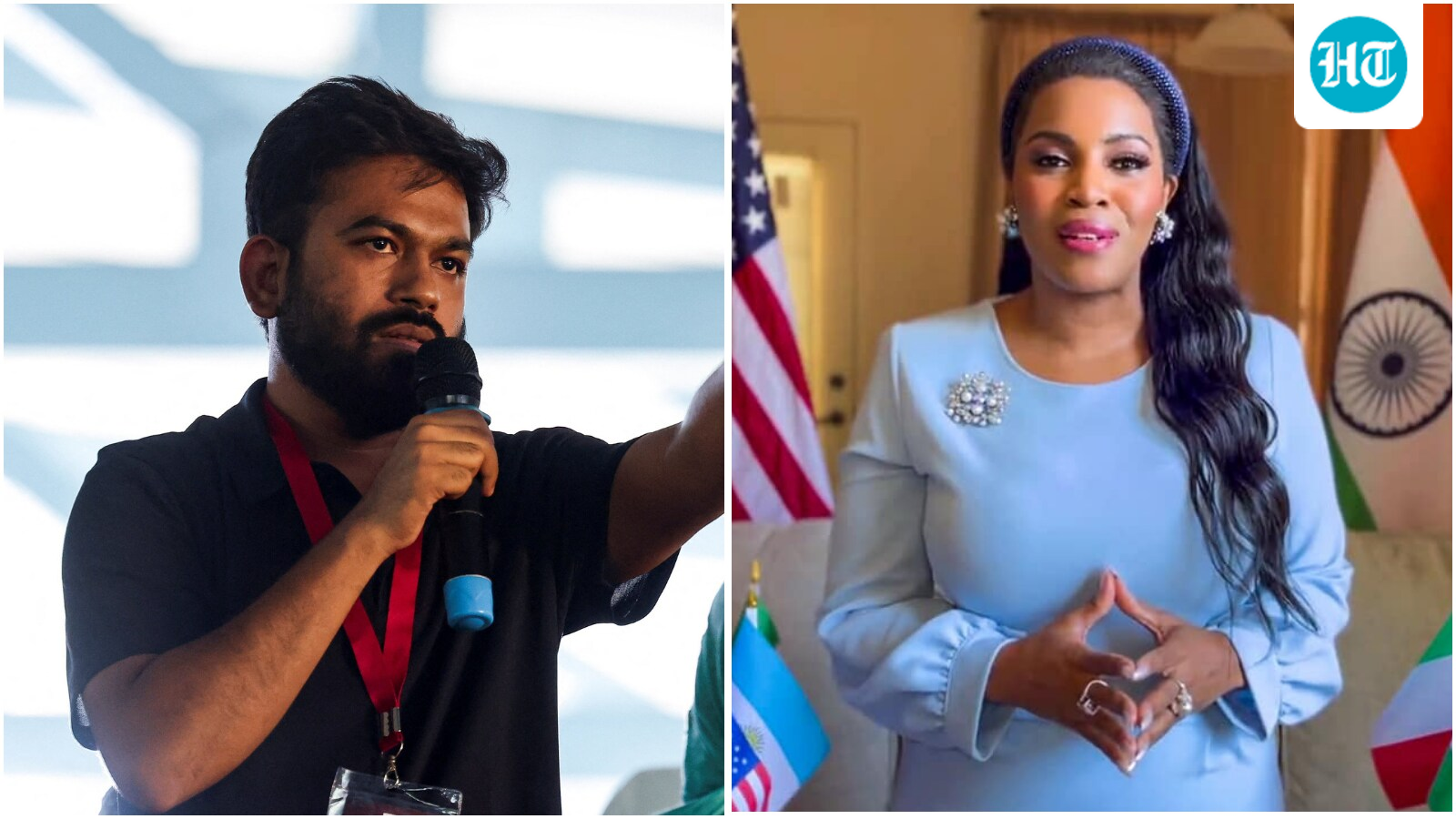 A cantora estadunidense Mary Millben e o Abhijeet Dipke, do CJP, trocam retóricas sobre 'financiamento estrangeiro' no meio de protestos anti-CEC em Deli
