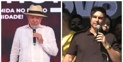 Lula e Fl&aacute;vio Bolsonaro chegam &agrave; reta final da campanha antes do primeiro turno Foto: @Lula e @SimoneMarquette via YouTube / Estad&atilde;o