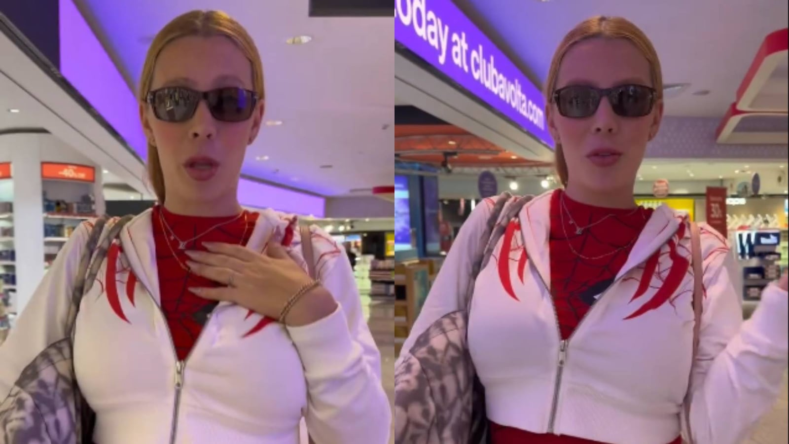 Malévola em aeroporto antes de chegar ao Brasil Reprodução/Instagram/@malevolazx - 22.10.2026