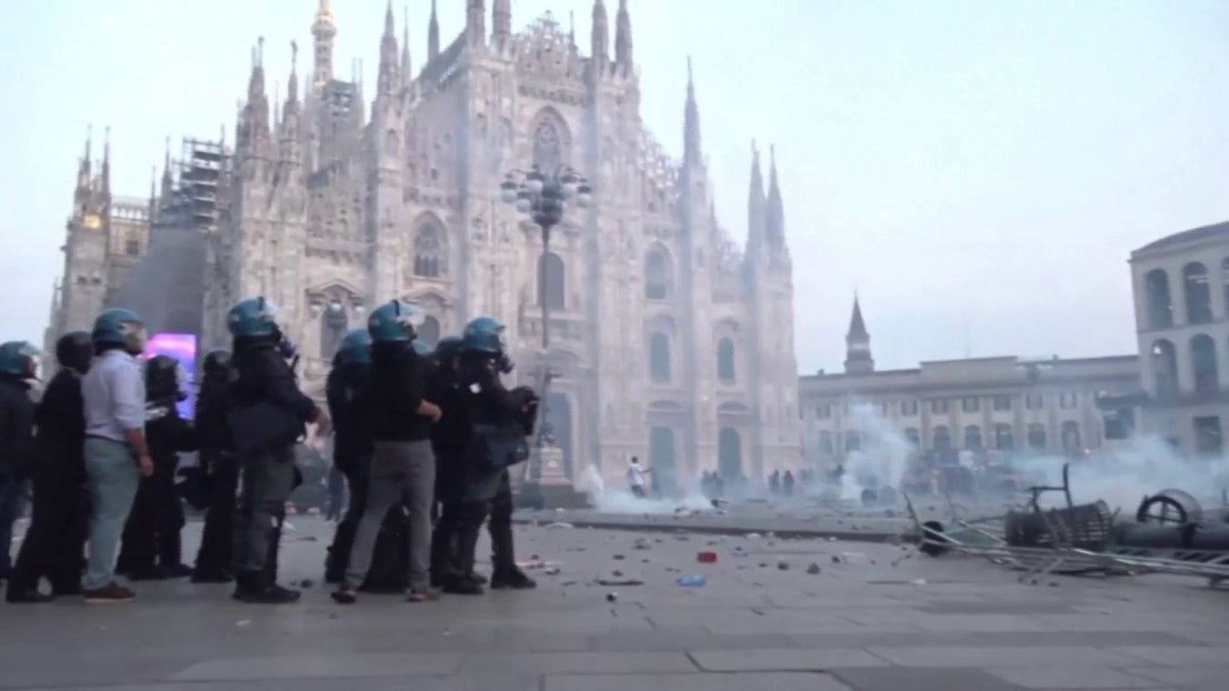 Meloni condena 'bandas de malfeitores' após protestos se tornarem violentos em toda a Itália