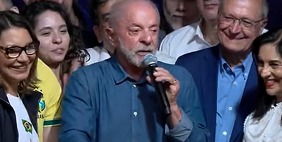 Lula discursa ap&oacute;s vit&oacute;ria Foto: Reprodu&ccedil;&atilde;o/Globo